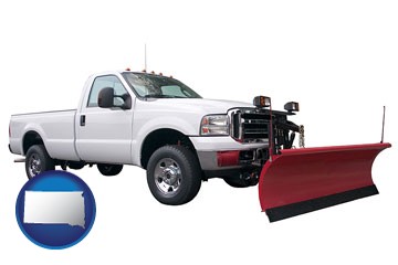 a pickup truck snowplow accessory - with South Dakota icon