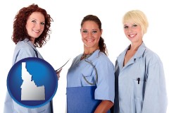 idaho three female doctors wearing hospital uniforms