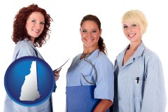 new-hampshire three female doctors wearing hospital uniforms