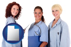 utah three female doctors wearing hospital uniforms