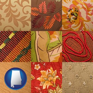 upholstery fabric swatches - with Alabama icon