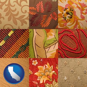 upholstery fabric swatches - with California icon