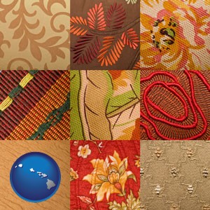 upholstery fabric swatches - with Hawaii icon