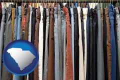 south-carolina used clothing on a thrift store rack