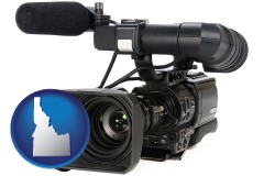 idaho map icon and a professional-grade video camera