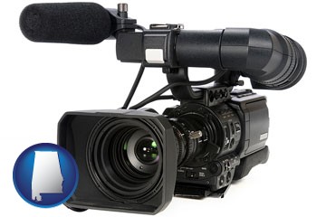 a professional-grade video camera - with Alabama icon