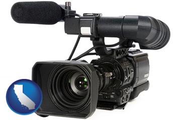 a professional-grade video camera - with California icon