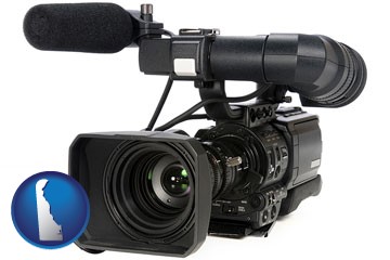 a professional-grade video camera - with Delaware icon