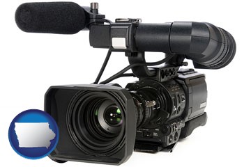 a professional-grade video camera - with Iowa icon