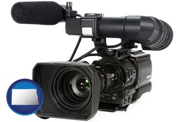 a professional-grade video camera - with North Dakota icon