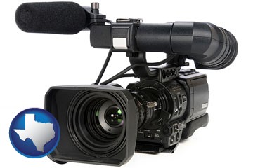a professional-grade video camera - with Texas icon