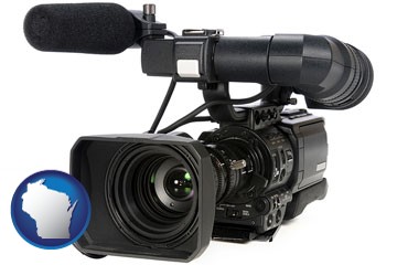 a professional-grade video camera - with Wisconsin icon