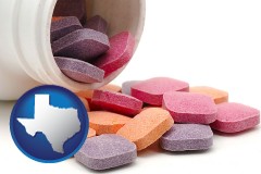 texas map icon and chewable vitamins