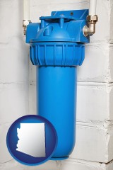 arizona map icon and a water treatment filter