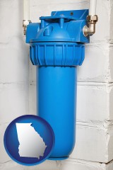 georgia map icon and a water treatment filter