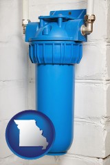 missouri map icon and a water treatment filter
