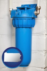 pennsylvania map icon and a water treatment filter