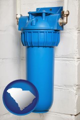 south-carolina map icon and a water treatment filter