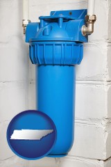 tennessee map icon and a water treatment filter