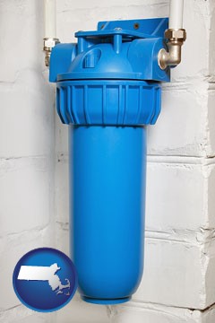 a water treatment filter - with Massachusetts icon
