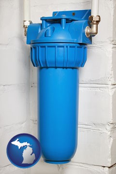 a water treatment filter - with Michigan icon