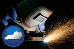 ky map icon and a welder using welding equipment