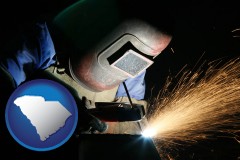 sc map icon and a welder using welding equipment