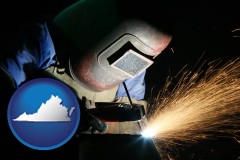 va map icon and a welder using welding equipment