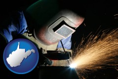 wv map icon and a welder using welding equipment