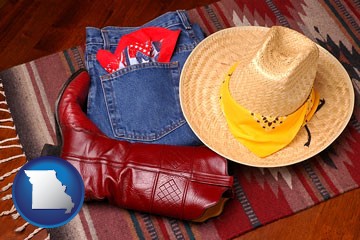western boots, hat, and jeans - with Missouri icon