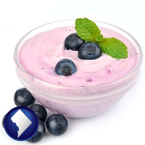 blueberry yogurt with fresh blueberries - with Washington, DC icon
