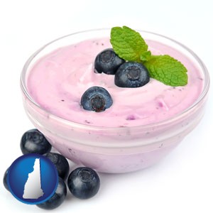 blueberry yogurt with fresh blueberries - with New Hampshire icon