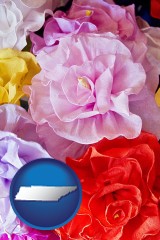 tennessee map icon and artificial flowers