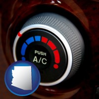 arizona map icon and an automobile air conditioner control knob