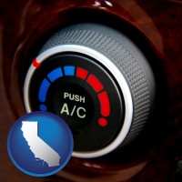 california map icon and an automobile air conditioner control knob