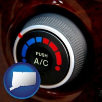 connecticut map icon and an automobile air conditioner control knob