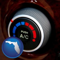 florida map icon and an automobile air conditioner control knob