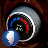 illinois map icon and an automobile air conditioner control knob