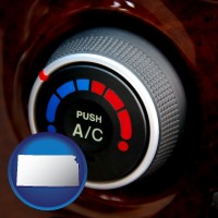 kansas map icon and an automobile air conditioner control knob