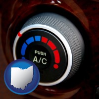 ohio map icon and an automobile air conditioner control knob