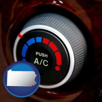 pennsylvania map icon and an automobile air conditioner control knob