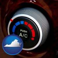 virginia map icon and an automobile air conditioner control knob