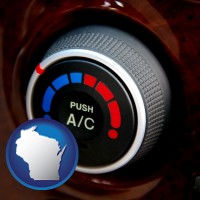 wisconsin map icon and an automobile air conditioner control knob