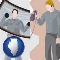 illinois map icon and an automobile windshield and a paint spray gun