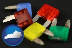 kentucky map icon and colorful automobile fuses