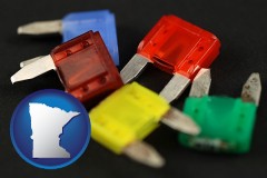 minnesota map icon and colorful automobile fuses
