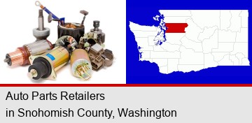 auto parts; Snohomish County highlighted in red on a map