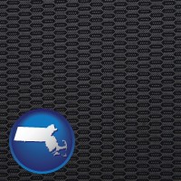 massachusetts map icon and a gray car upholstery sample