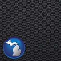 michigan map icon and a gray car upholstery sample