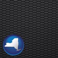 new-york map icon and a gray car upholstery sample